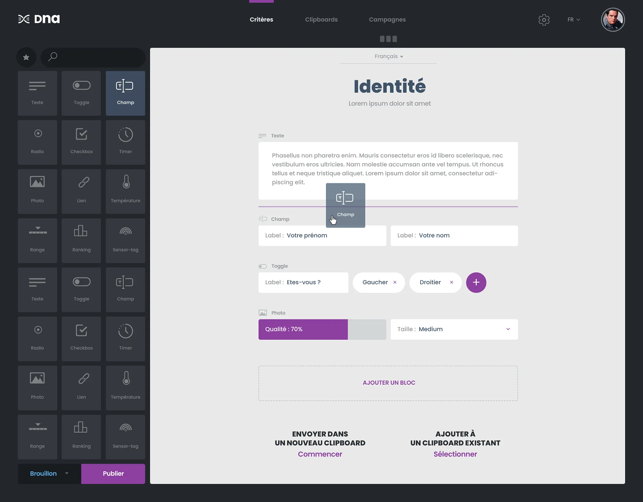 UI/UX designer — Projet : DNA